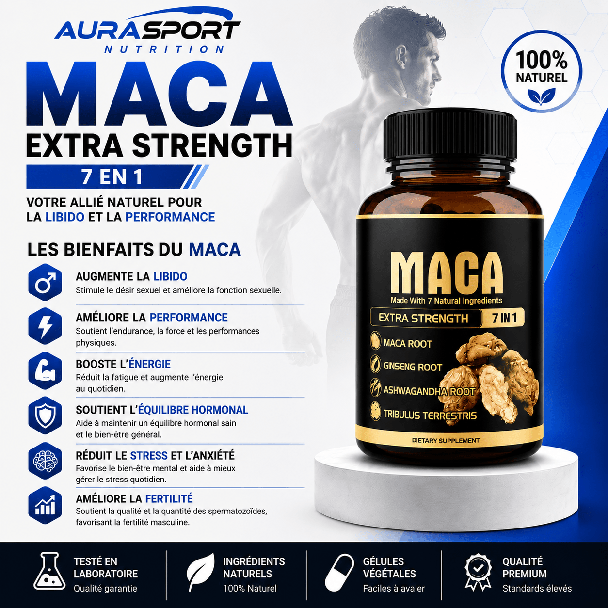 Maca EXTA STRENGH | 7 in 1 + - AURA SPORT