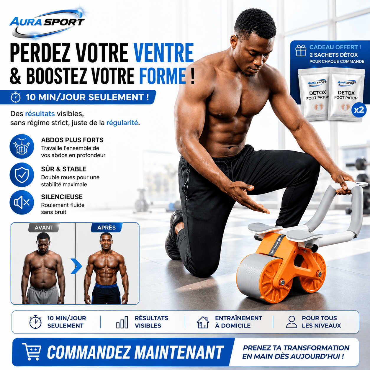 Roulette abdominale multifonctions| Modèle Premium - AURA SPORT